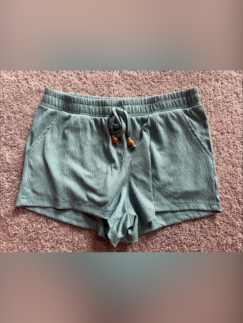 Hot Kiss Casual Women's Light Teal Drawstring Shorts Size Medium